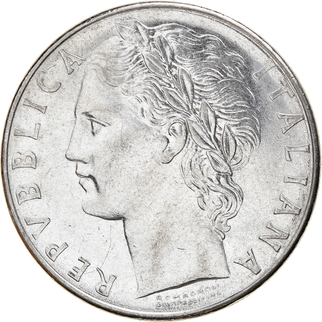 Coin, Italy, 100 Lire, 1977, Rome, AU(50-53), Stainless Steel, KM:96.1