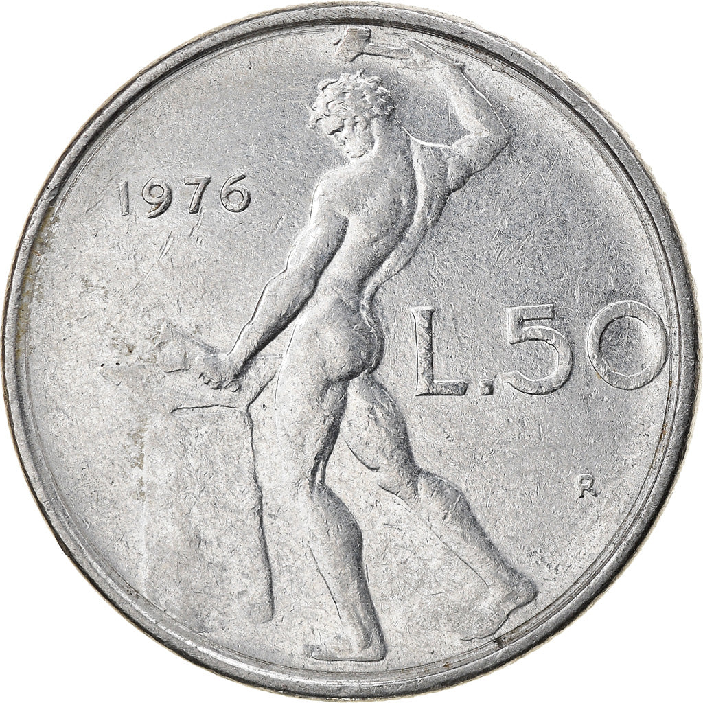 Münze, Italien, 50 Lire, 1976, Rome, S+, Stainless Steel, KM:95.1