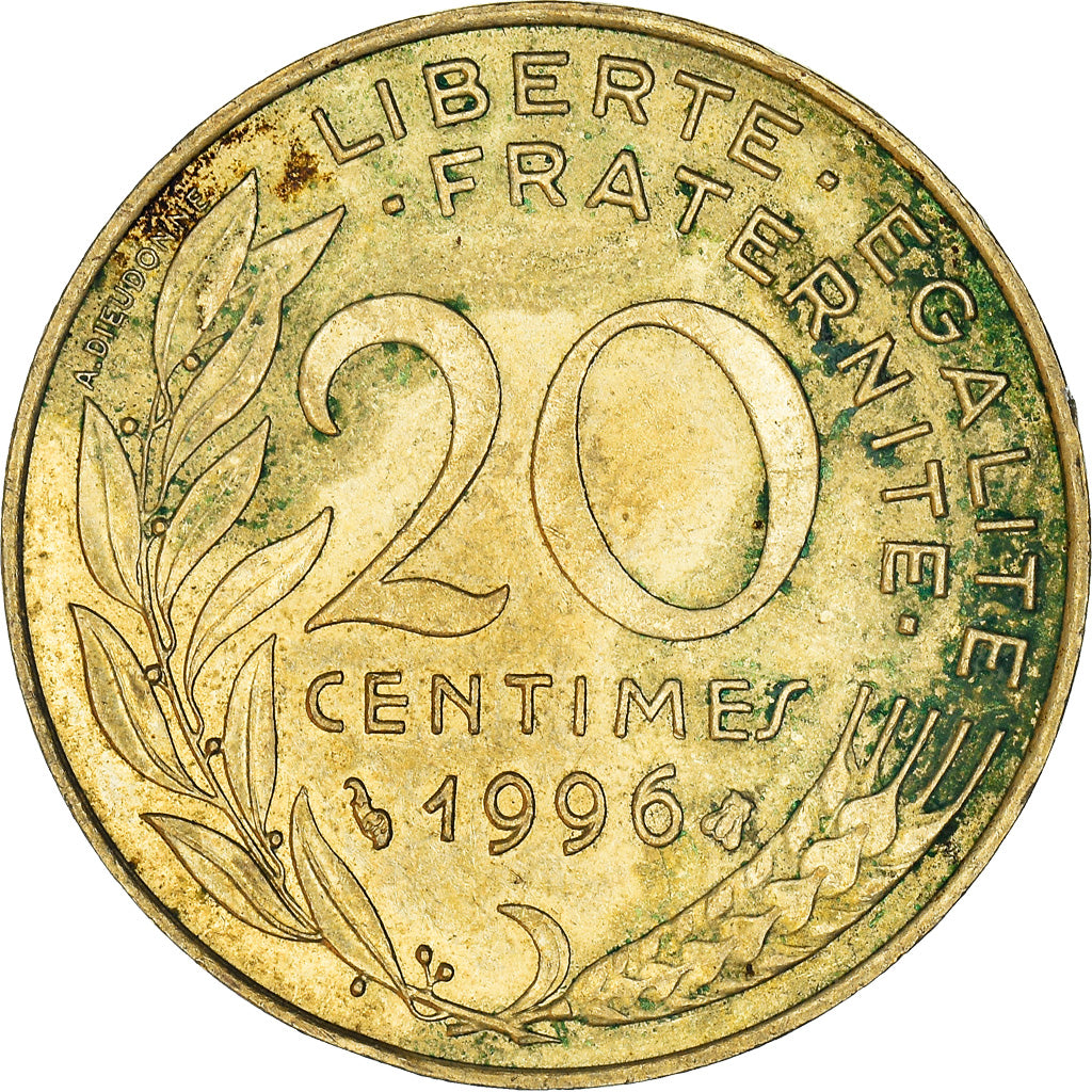 Coin, France, Marianne, 20 Centimes, 1996, Paris, VF(20-25), Aluminum-Bronze