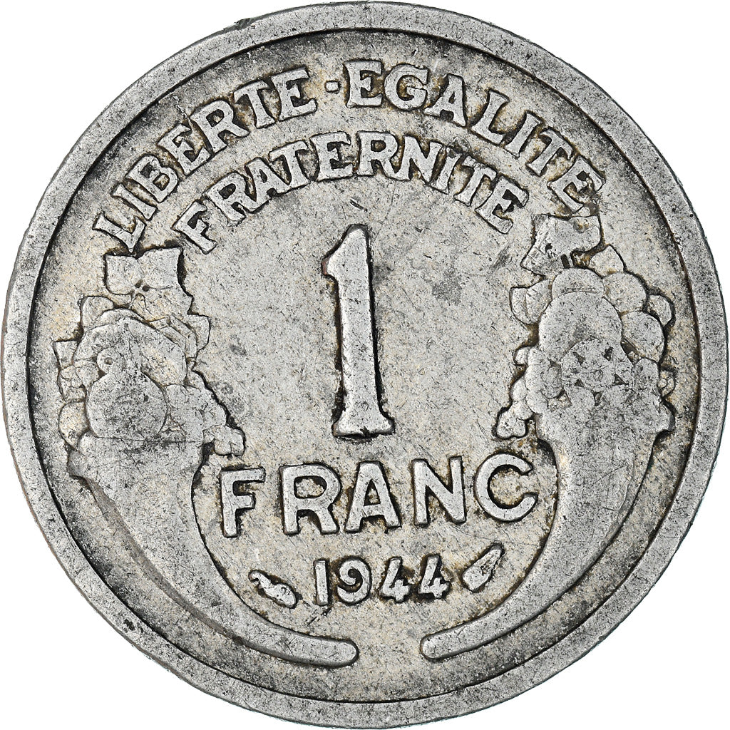 Munten, Frankrijk, Morlon, Franc, 1944, FR+, Aluminium, KM:885a.1, Gadoury:538a