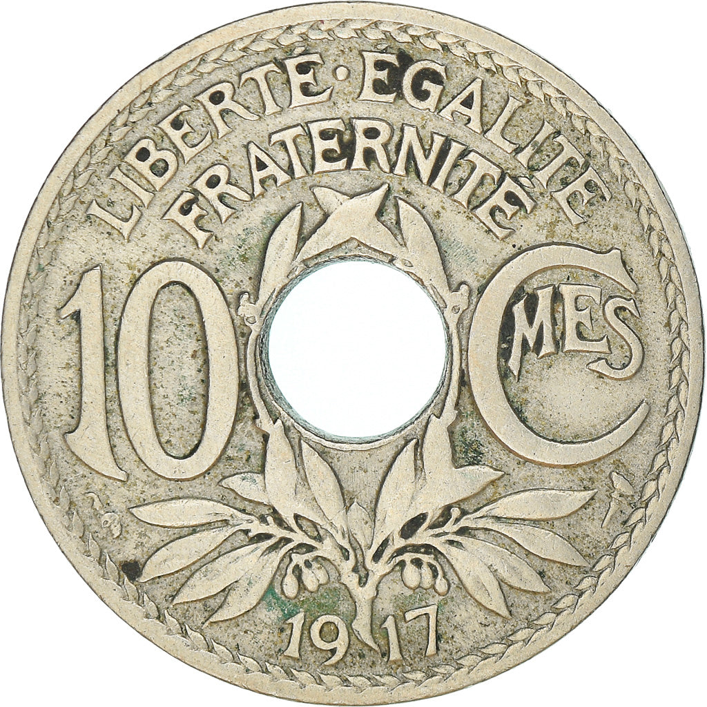 Moneta, Francia, Lindauer, 10 Centimes, 1917, Paris, MB, Rame-nichel, KM:866a
