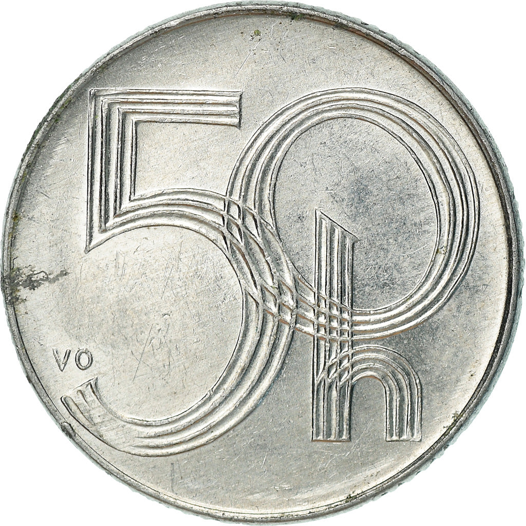 Moneta, Repubblica Ceca, 50 Haleru, 1995, MB+, Alluminio, KM:3.1
