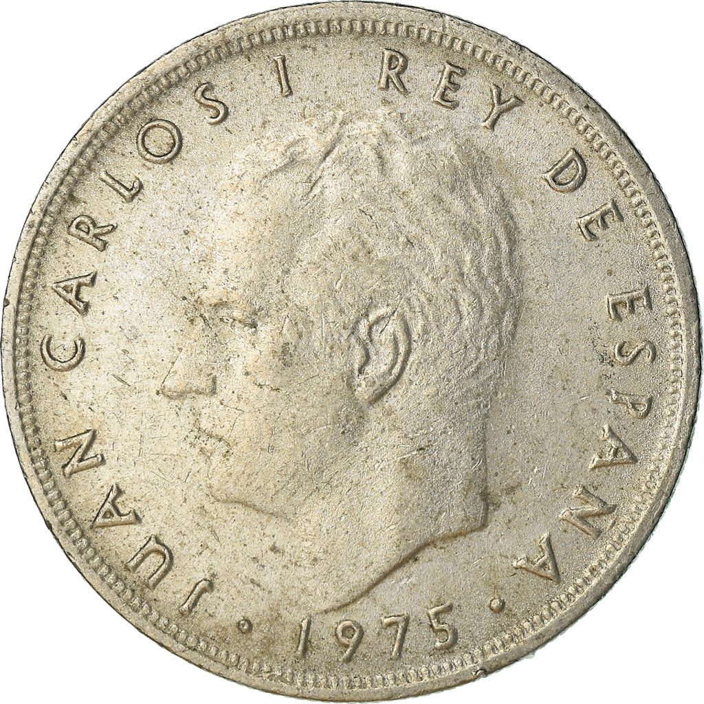 Moneta, Spagna, Juan Carlos I, 5 Pesetas, 1975, MB+, Rame-nichel, KM:807