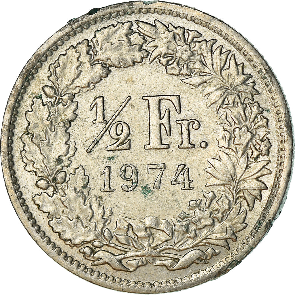 Coin, Switzerland, 1/2 Franc, 1974, Bern, VF(30-35), Copper-nickel, KM:23a.1