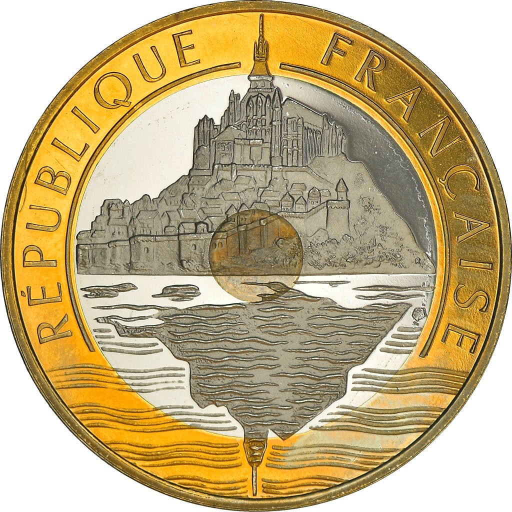 Coin, France, Mont Saint Michel, 20 Francs, 1999, Paris, Proof / BE, MS(65-70)