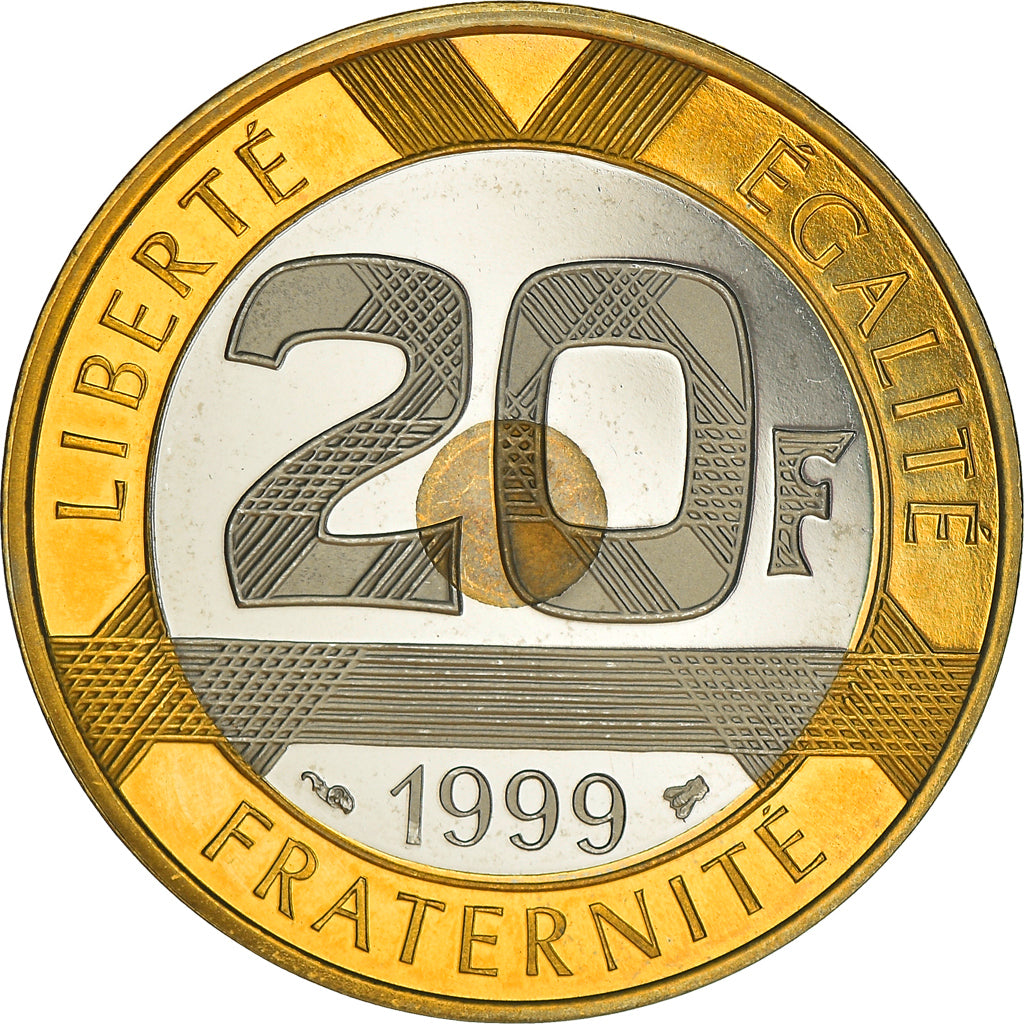 Coin, France, Mont Saint Michel, 20 Francs, 1999, Paris, Proof / BE, MS(65-70)