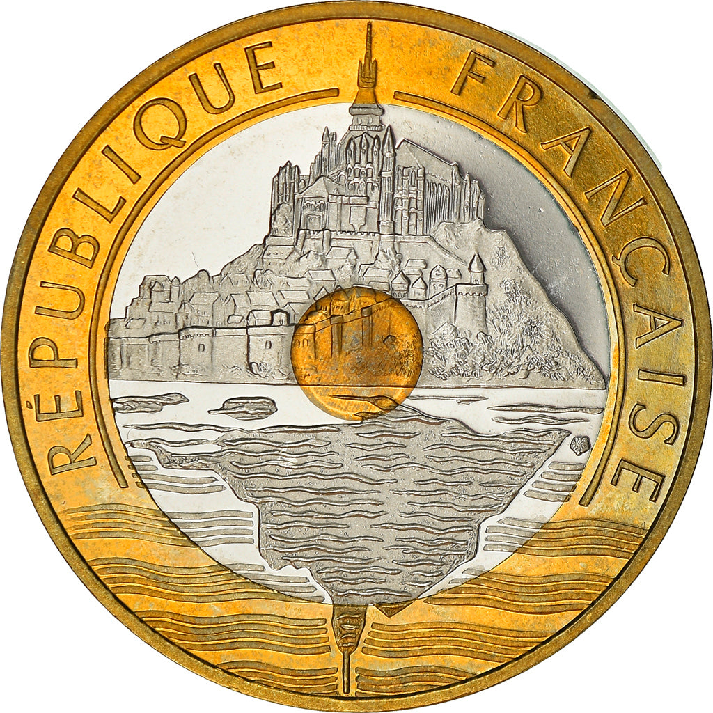 Coin, France, Mont Saint Michel, 20 Francs, 2000, Paris, Proof / BE, MS(65-70)