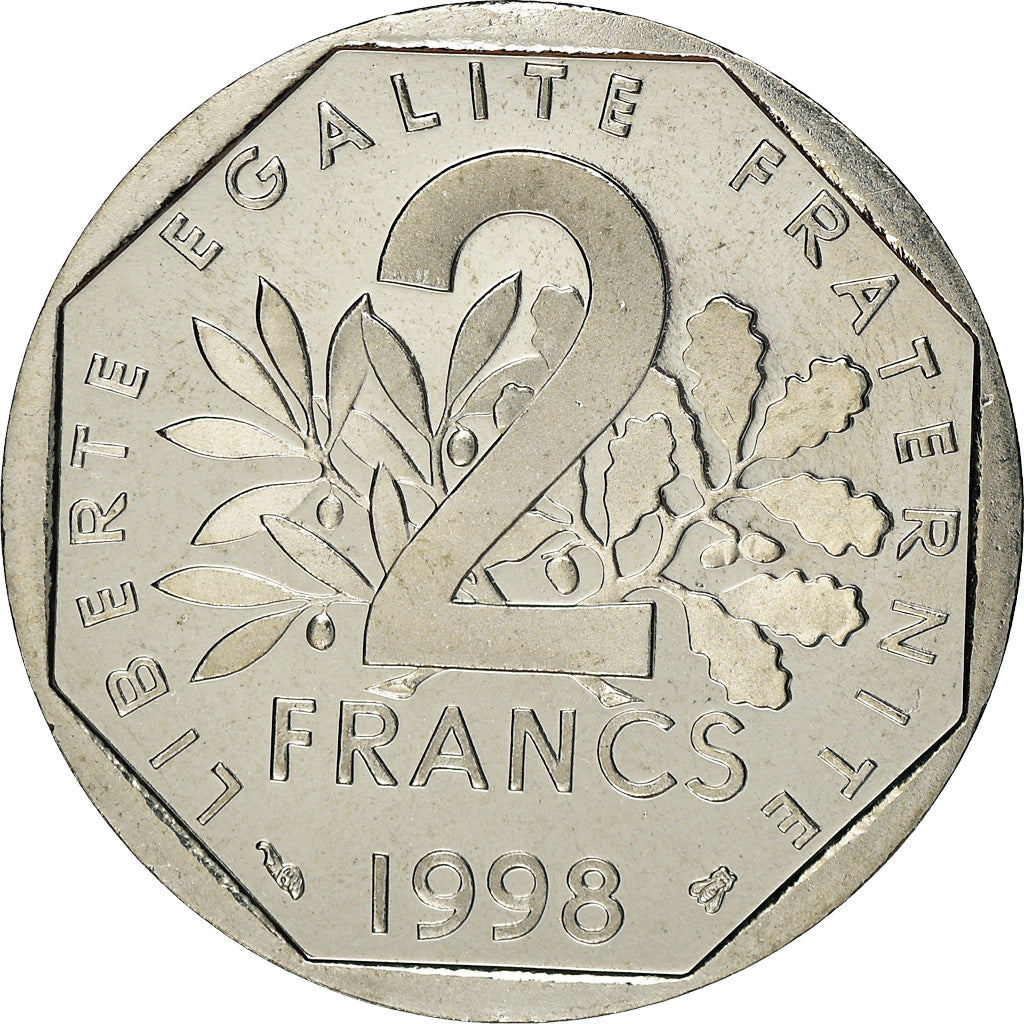 Coin, France, Semeuse, 2 Francs, 1998, Paris, Proof / BE, MS(65-70), Nickel