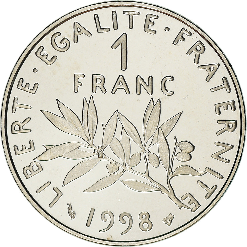 Coin, France, Semeuse, Franc, 1998, Paris, Proof / BE, MS(65-70), Nickel