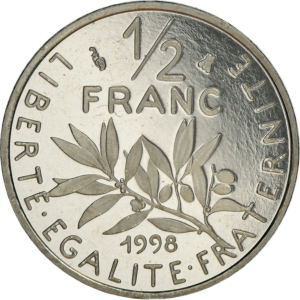 Monnaie, France, Semeuse, 1/2 Franc, 1998, Paris, Proof / BE, FDC, Nickel