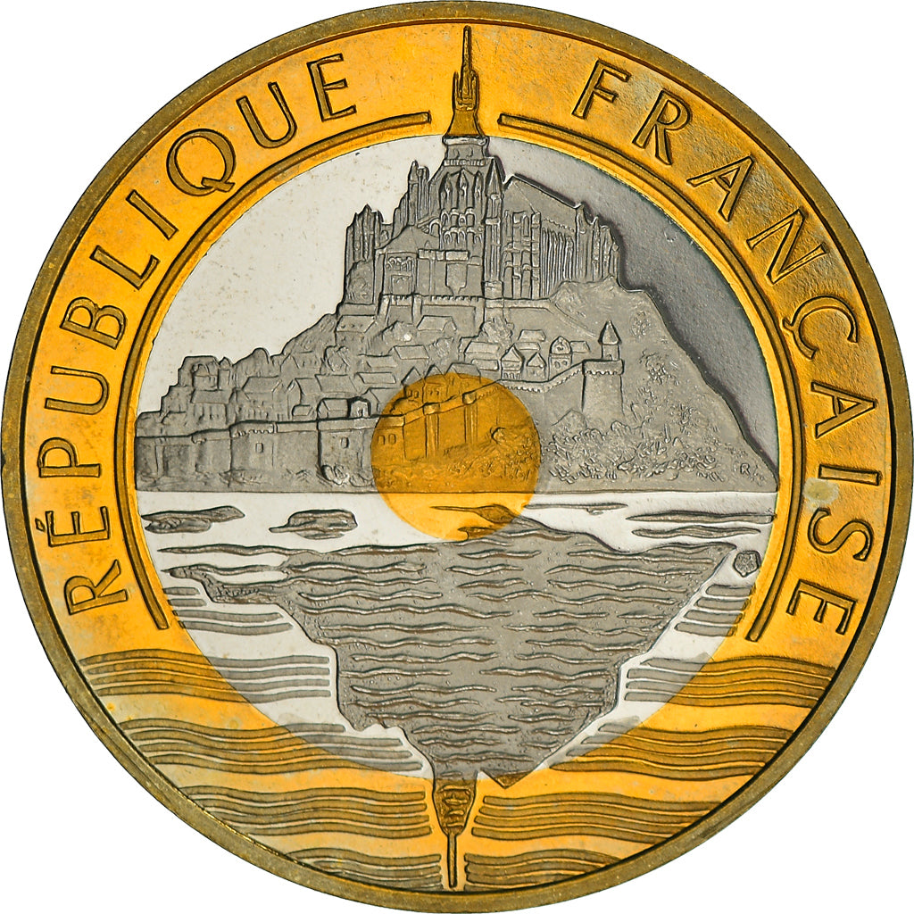 Coin, France, Mont Saint Michel, 20 Francs, 1998, Proof / BE, MS(65-70)