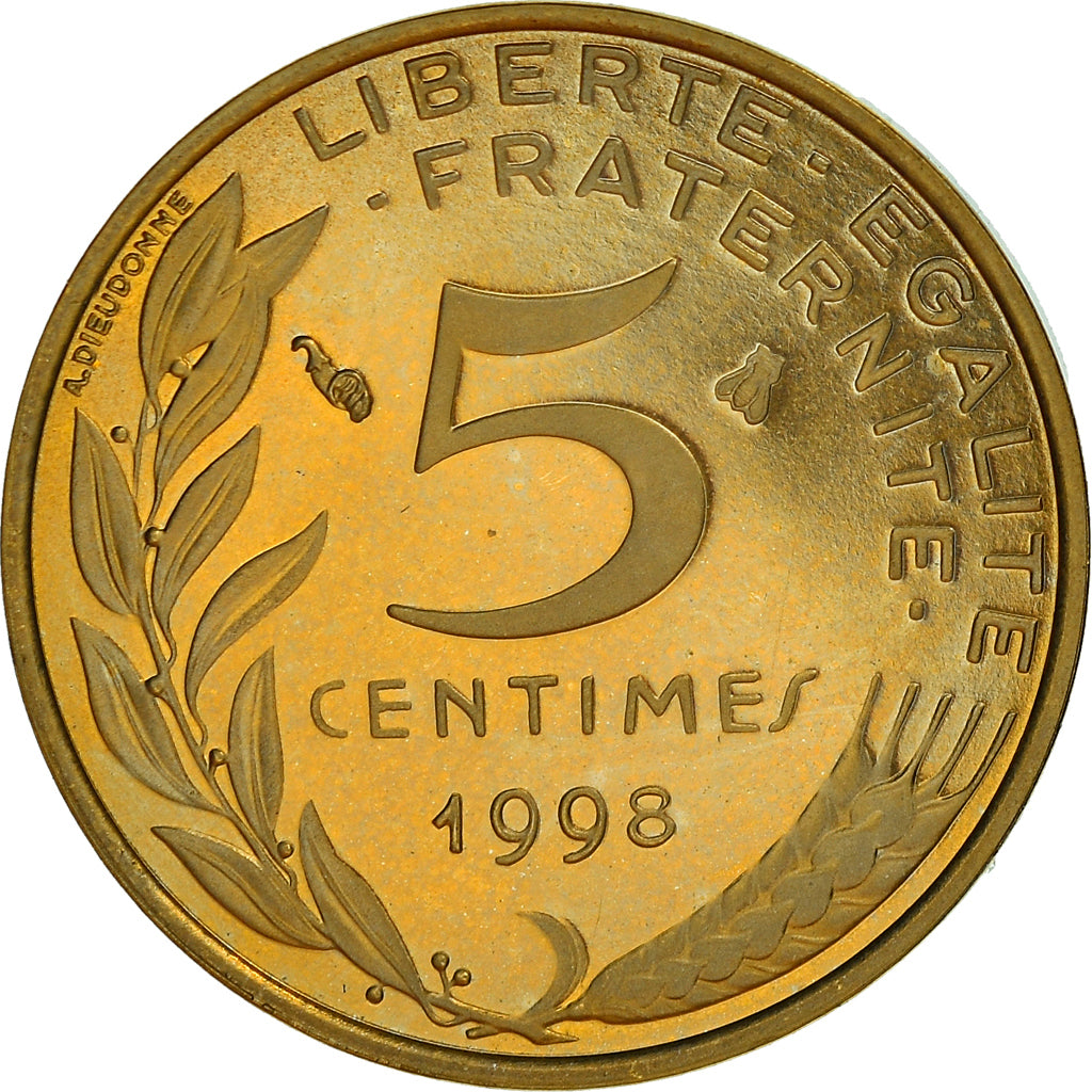 Coin, France, Marianne, 5 Centimes, 1998, Paris, Proof / BE, MS(65-70)