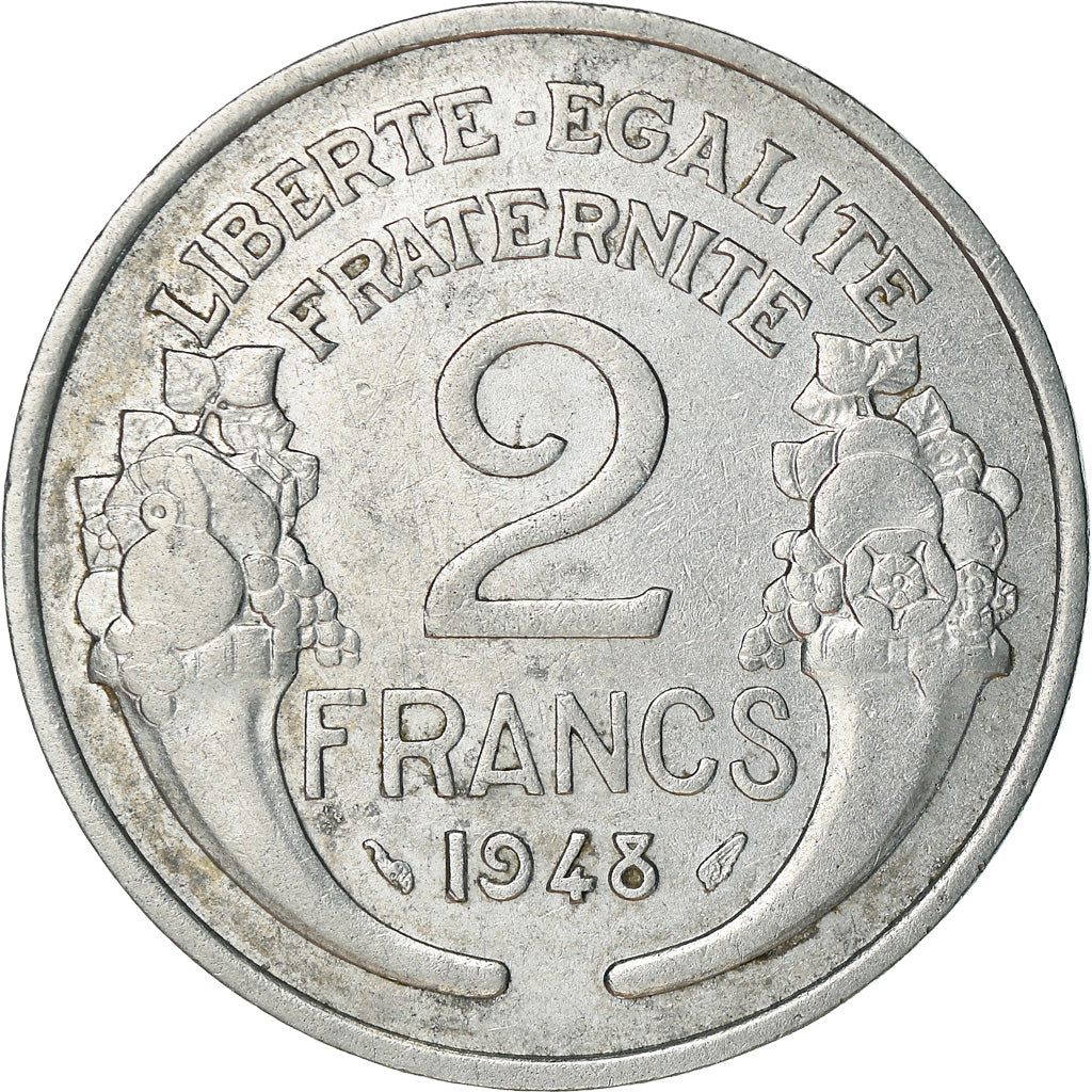 Munten, Frankrijk, Morlon, 2 Francs, 1948, Paris, FR+, Aluminium, KM:886a.1
