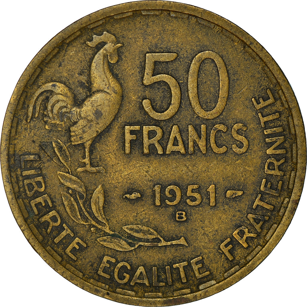 Coin, France, Guiraud, 50 Francs, 1951, Beaumont - Le Roger, VF(30-35)