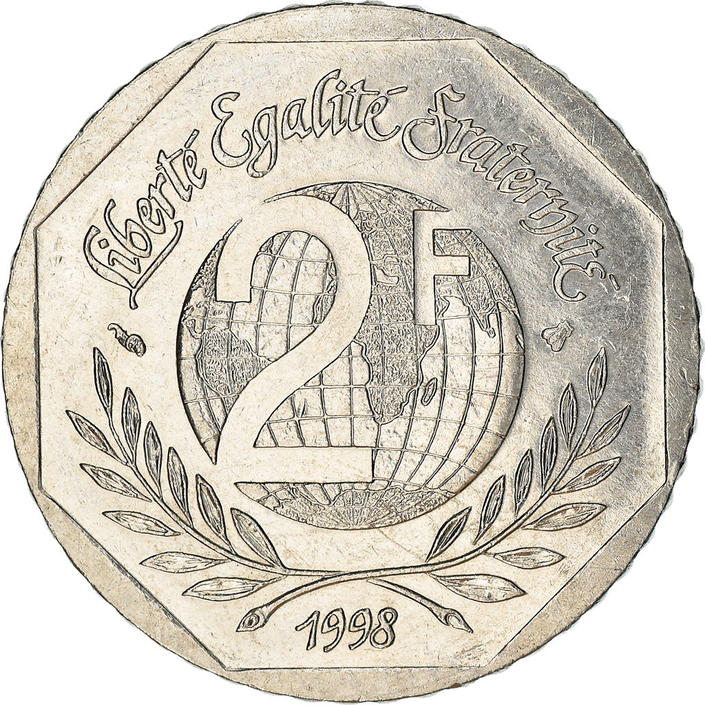Coin, France, René Cassin, 2 Francs, 1998, EF(40-45), Nickel, KM:1213