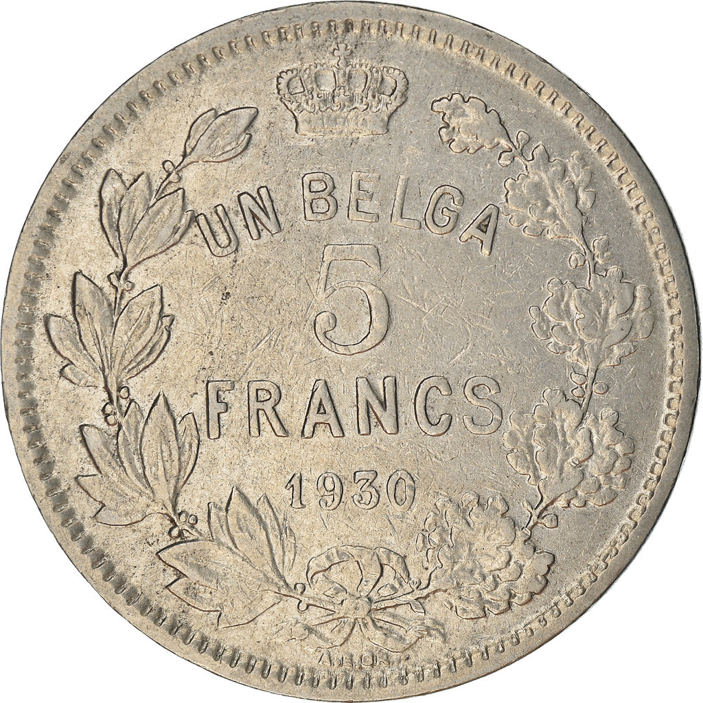 Monnaie, Belgique, 5 Francs, 5 Frank, 1930, TTB, Nickel, KM:97.1