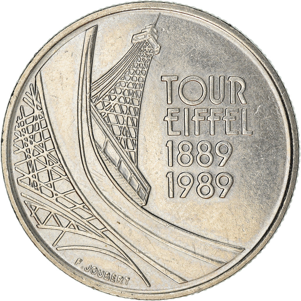 Munten, Frankrijk, Tour Eiffel, 5 Francs, 1989, Paris, ZF+, Nickel, KM:968