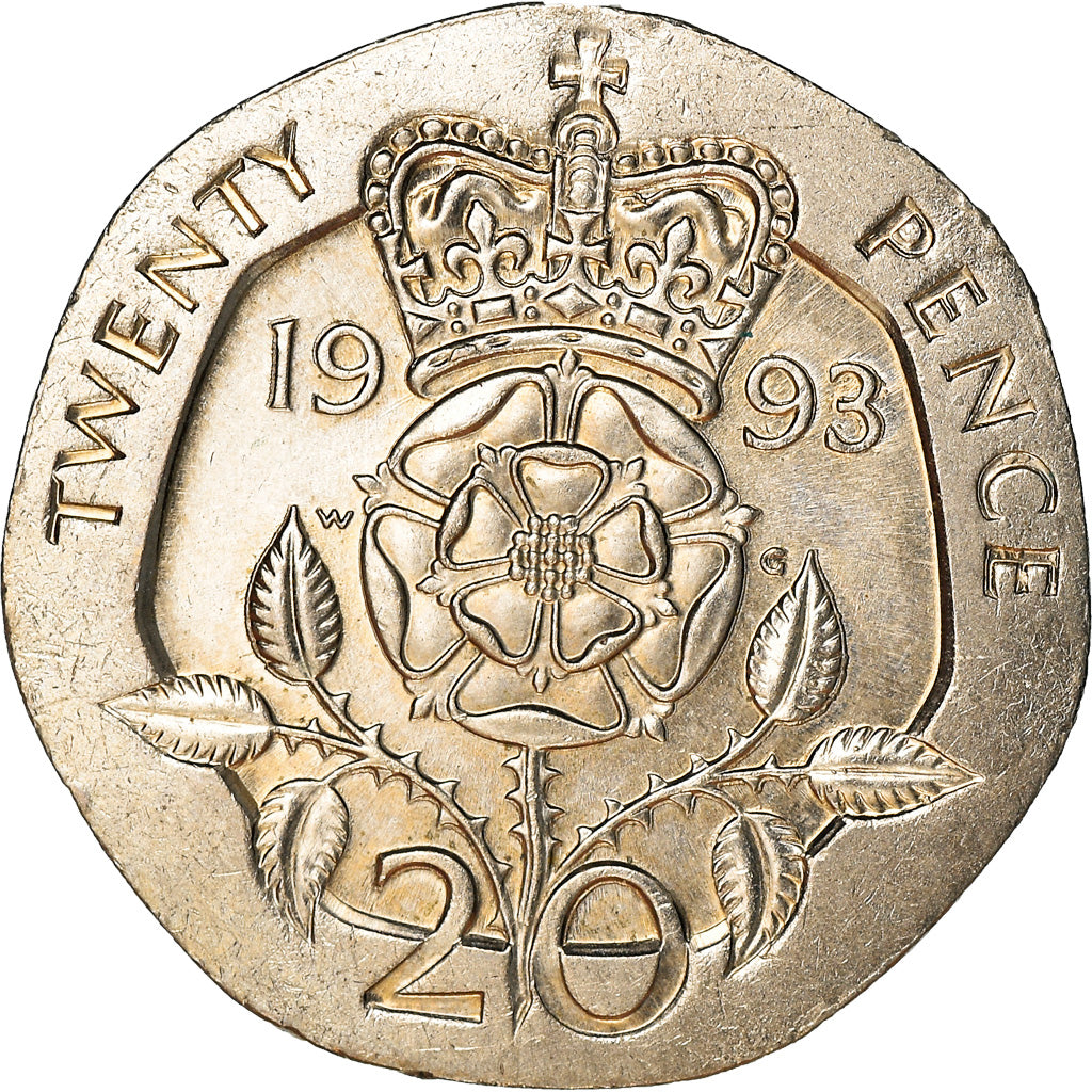 Coin, Great Britain, Elizabeth II, 20 Pence, 1993, AU(50-53), Copper-nickel