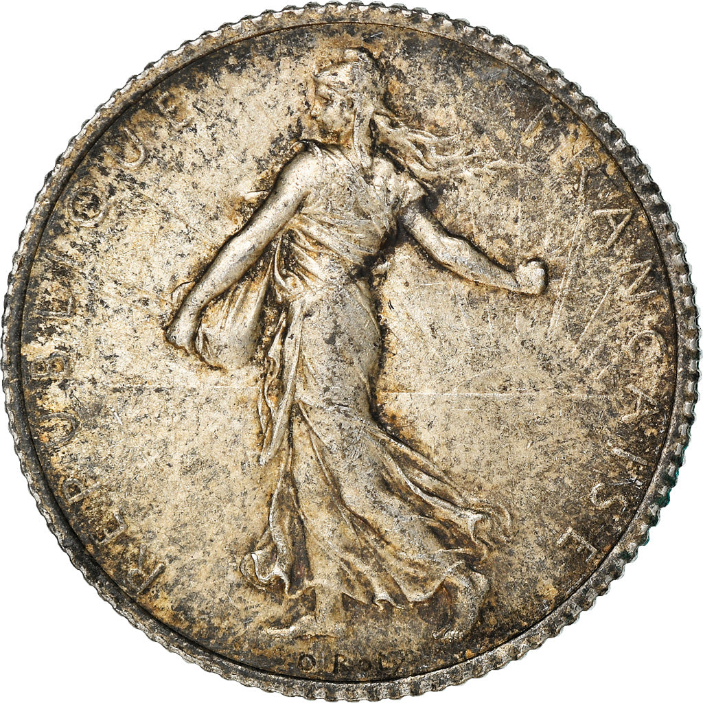 Moneta, Francia, Semeuse, Franc, 1916, Paris, MB, Argento, KM:844.1, Gadoury:467