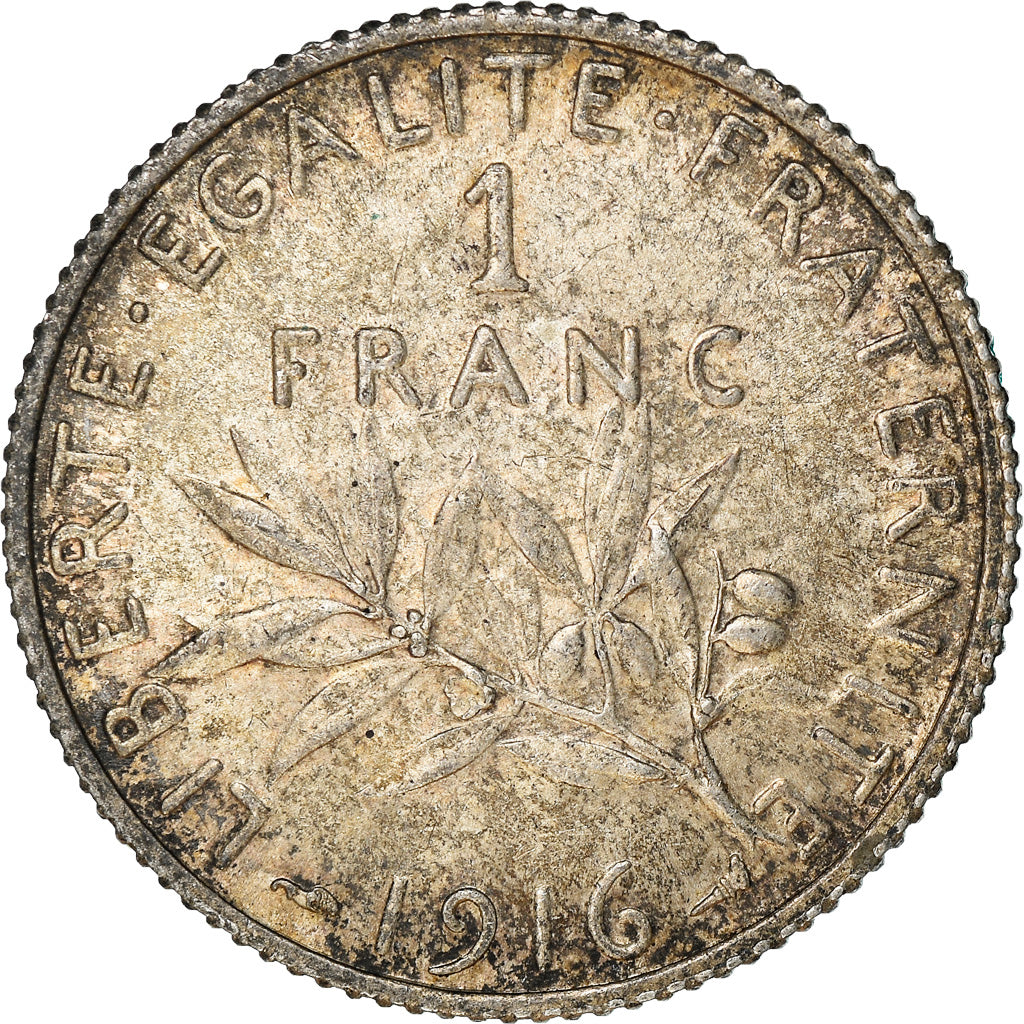 Moneta, Francia, Semeuse, Franc, 1916, Paris, MB, Argento, KM:844.1, Gadoury:467