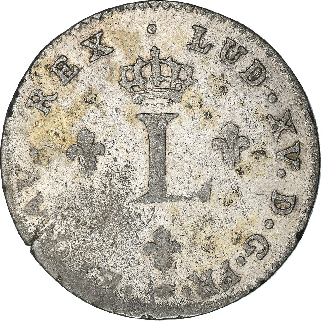 Coin, France, Louis XV, Double Sol, 1739, Reims, VF(30-35), Billon, Gadoury:281