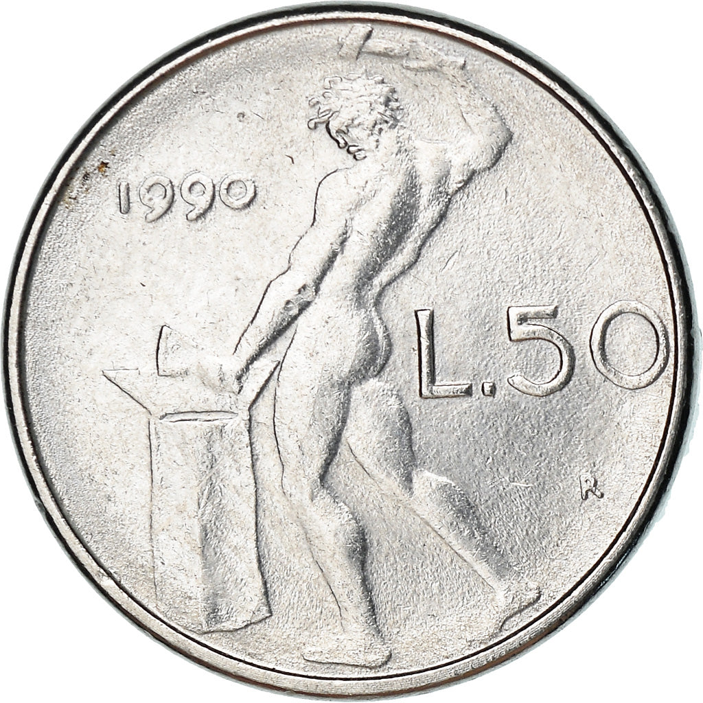 Coin, Italy, 50 Lire, 1990, Rome, Proof, MS(60-62), Copper-nickel, KM:183