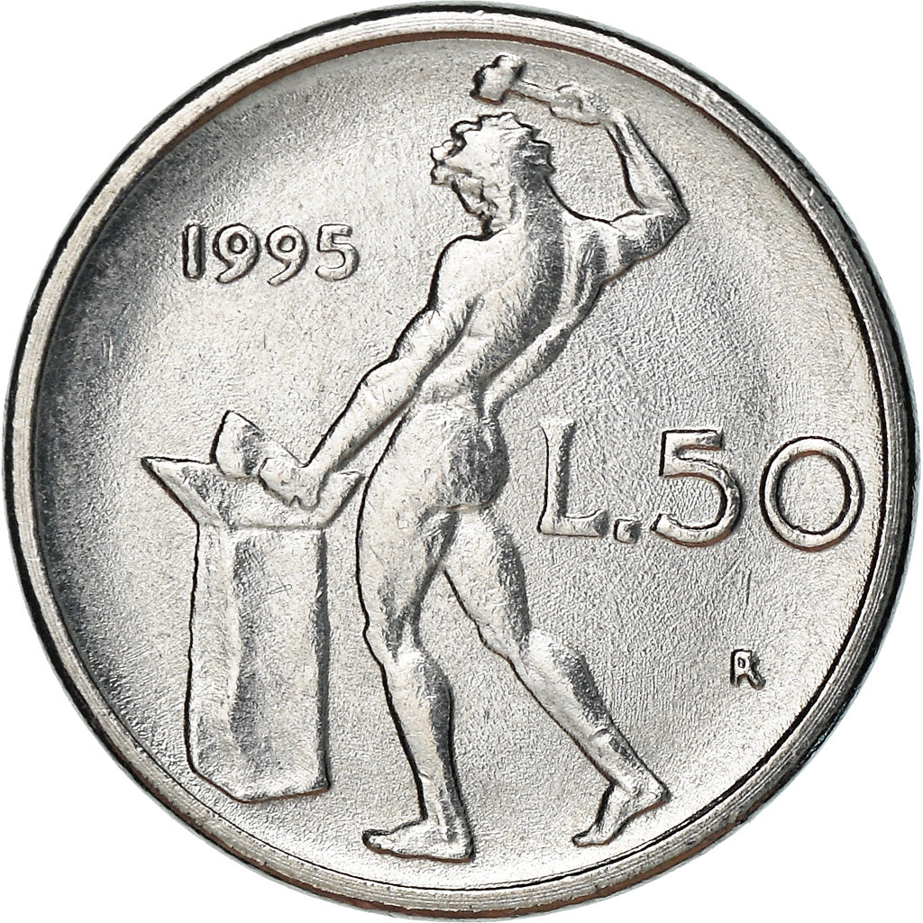 Coin, Italy, 50 Lire, 1995, Rome, MS(60-62), Stainless Steel, KM:95.2