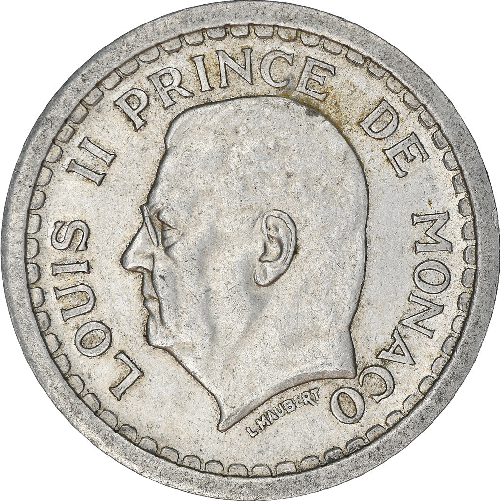 Munten, Monaco, Louis II, 2 Francs, 1943, Paris, ZF, Aluminium, KM:121