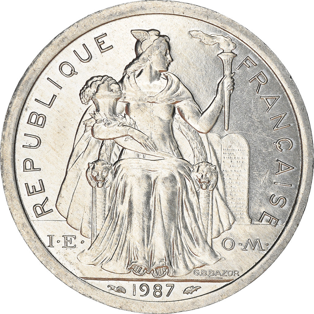 Coin, New Caledonia, 2 Francs, 1987, Paris, MS(63), Aluminum, KM:14