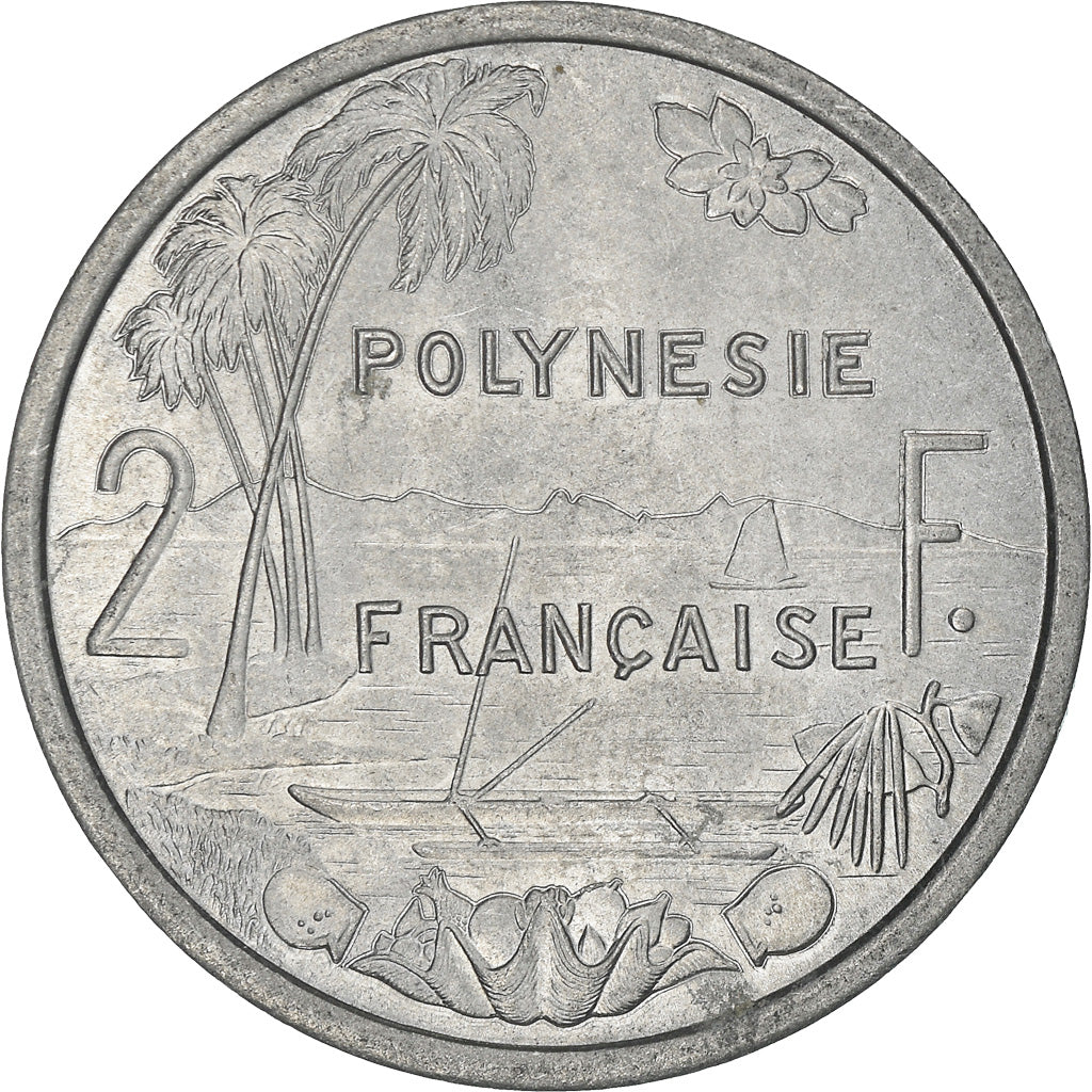 Coin, French Polynesia, 2 Francs, 1979, Paris, MS(63), Aluminum, KM:10
