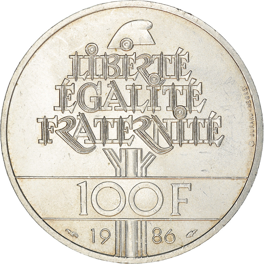 Coin, France, Statue de la Liberté, 100 Francs, 1986, Paris, MS(63), Silver