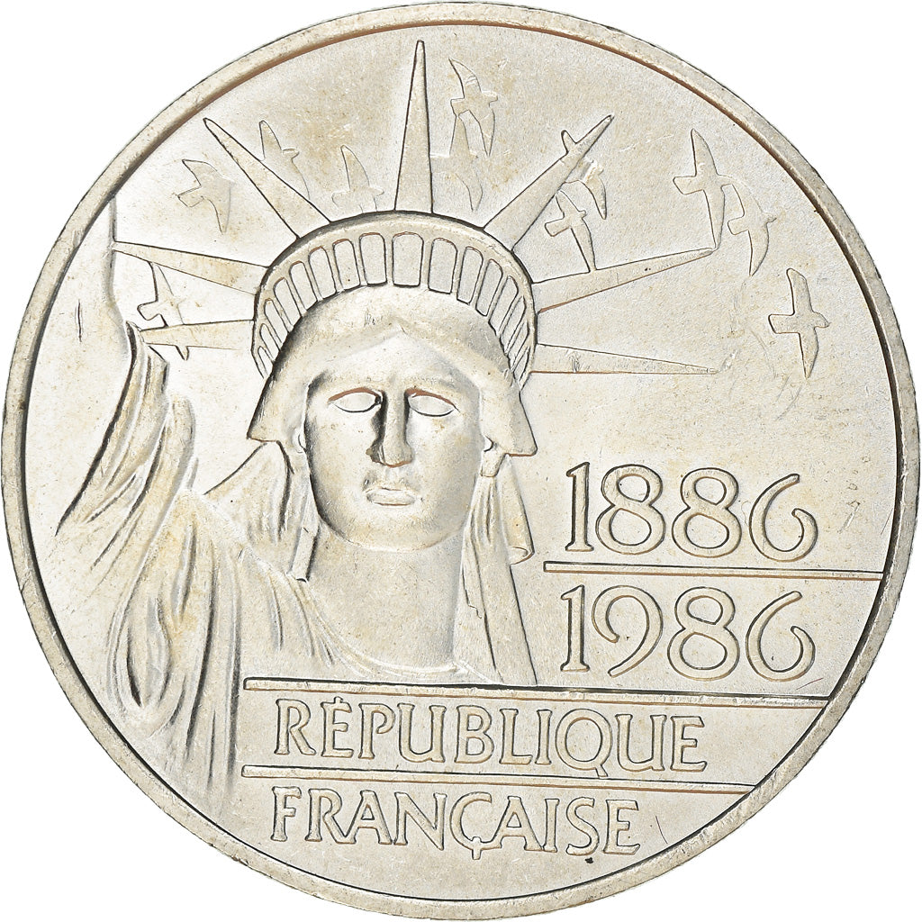 Coin, France, Statue de la Liberté, 100 Francs, 1986, Paris, MS(63), Silver