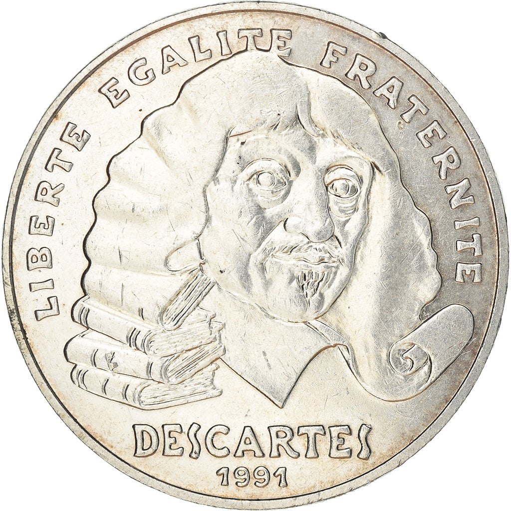 Coin, France, Descartes, 100 Francs, 1991, MS(63), Silver, KM:996, Gadoury:906