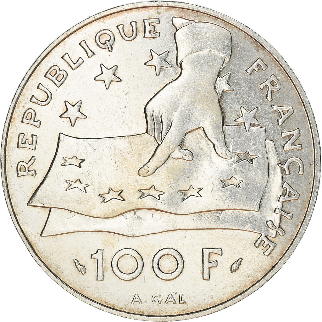 Coin, France, Descartes, 100 Francs, 1991, MS(63), Silver, KM:996, Gadoury:906