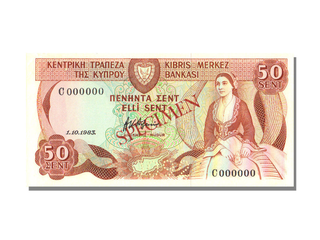 Banknote, Cyprus, 50 Cents, 1983, UNC(63)