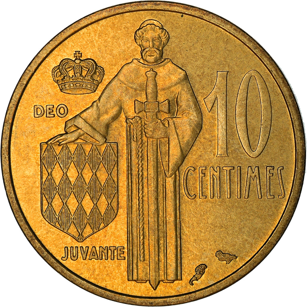 Coin, Monaco, Rainier III, 10 Centimes, 1962, AU(55-58), Aluminum-Bronze