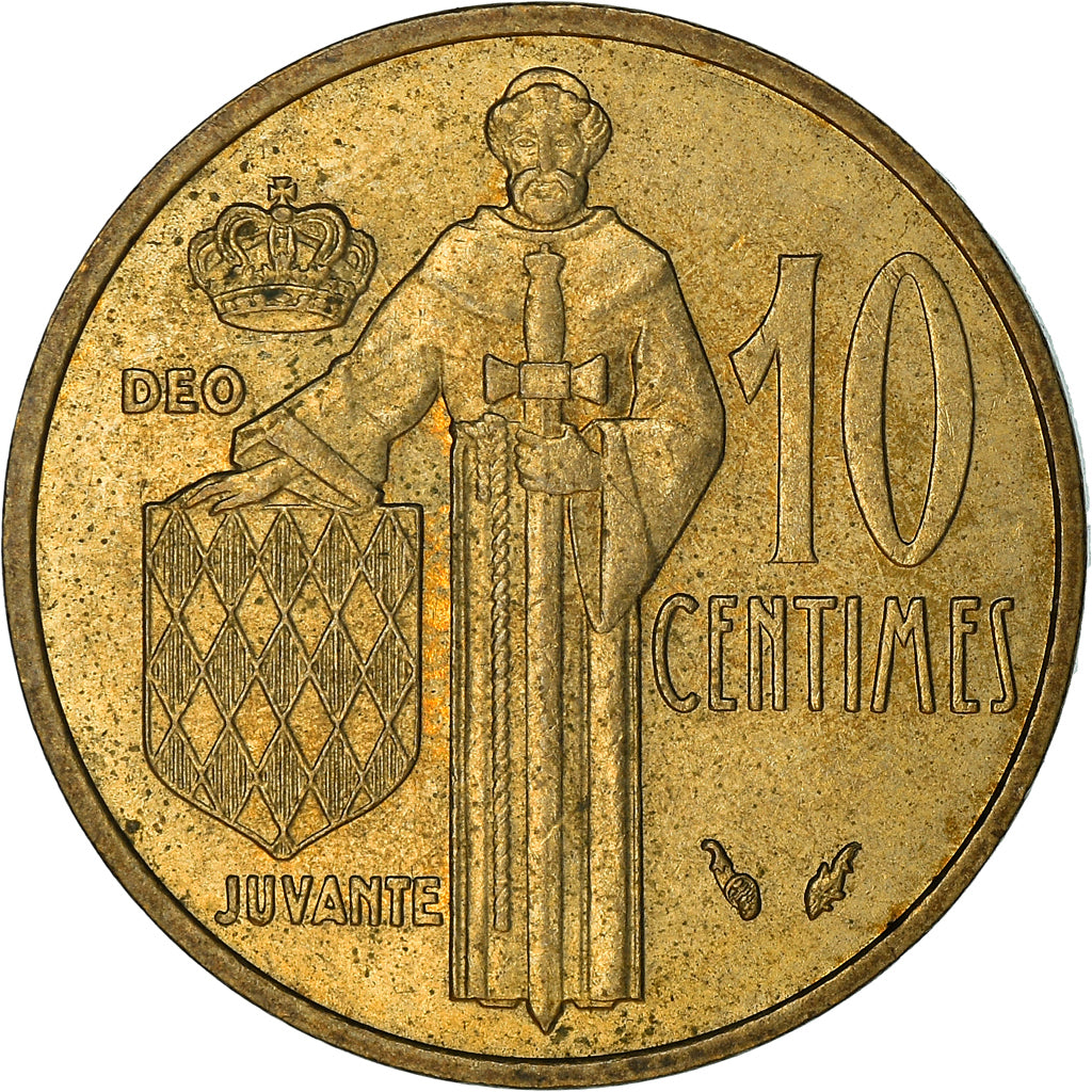 Coin, Monaco, Rainier III, 10 Centimes, 1977, VF(20-25), Aluminum-Bronze