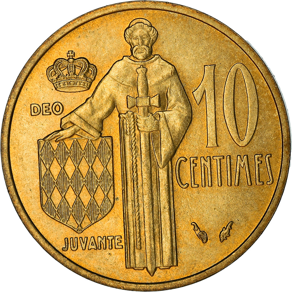 Coin, Monaco, Rainier III, 10 Centimes, 1977, AU(50-53), Aluminum-Bronze