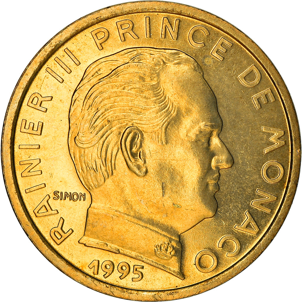 Coin, Monaco, Rainier III, 10 Centimes, 1995, MS(63), Aluminum-Bronze, KM:142