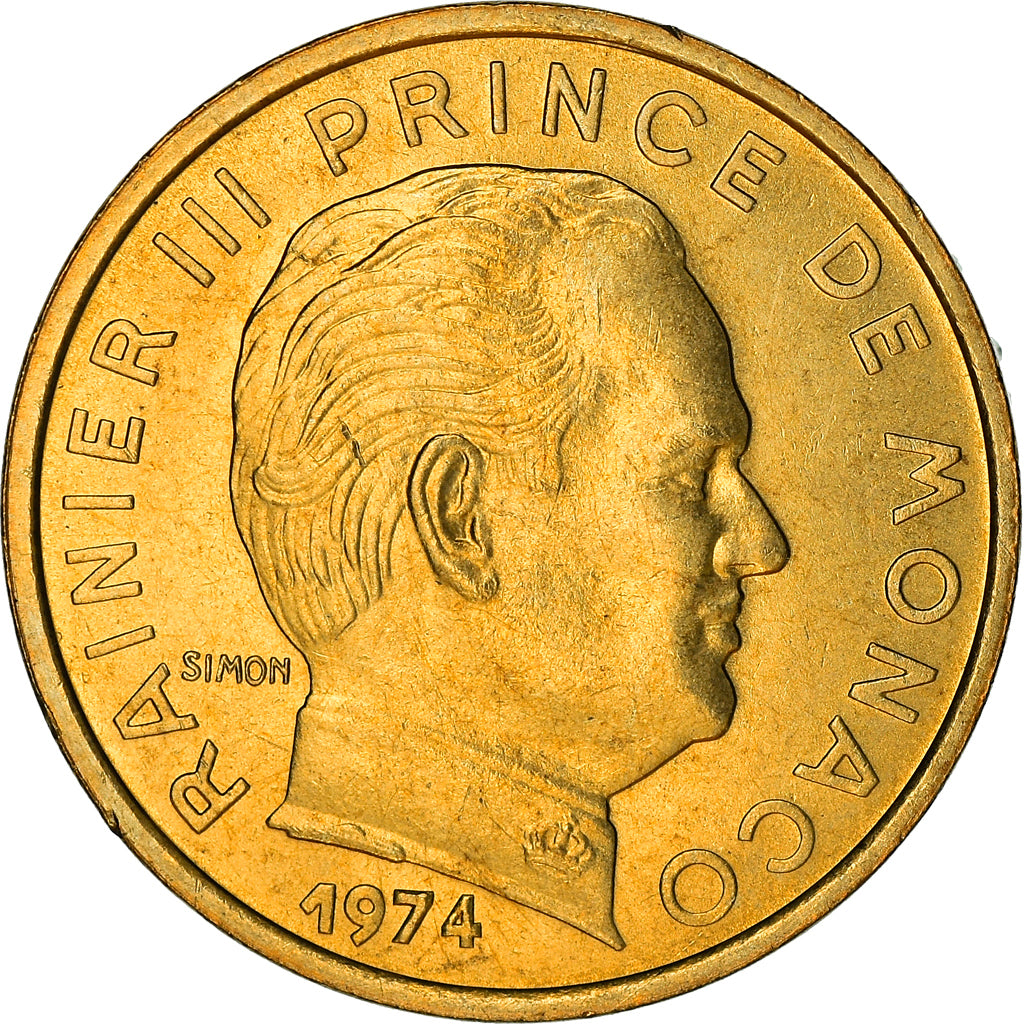 Coin, Monaco, Rainier III, 10 Centimes, 1974, AU(50-53), Aluminum-Bronze, KM:142