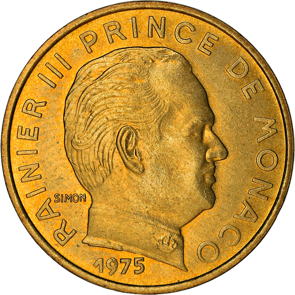 Coin, Monaco, Rainier III, 10 Centimes, 1975, AU(50-53), Aluminum-Bronze, KM:142