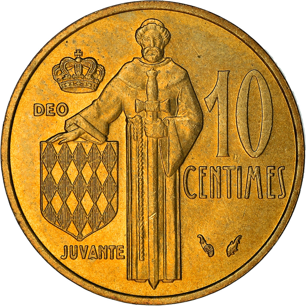 Coin, Monaco, Rainier III, 10 Centimes, 1975, AU(50-53), Aluminum-Bronze, KM:142