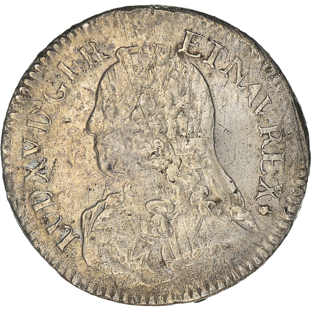Moneta, Francja, 1/5 Ecu, 1728, Reims, VF(20-25), Srebro, Gadoury:298