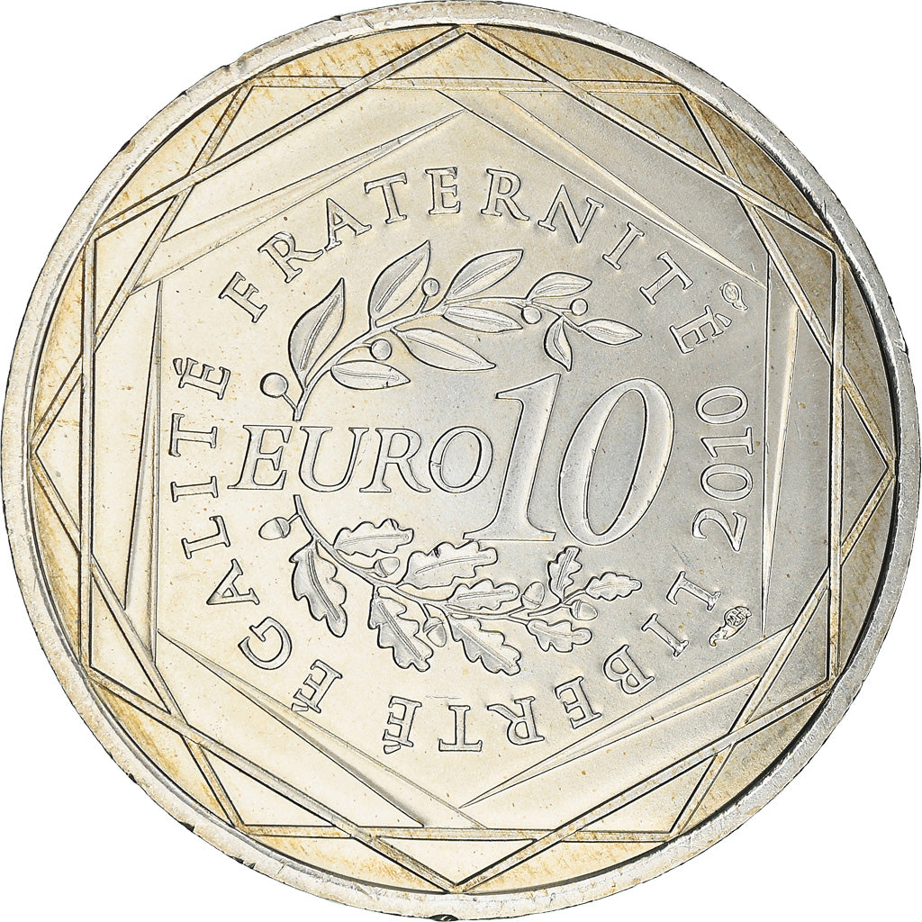 France, 10 Euro, Provence-Alpes-Cote d'Azur, 2010, Paris, MS(64), Silver