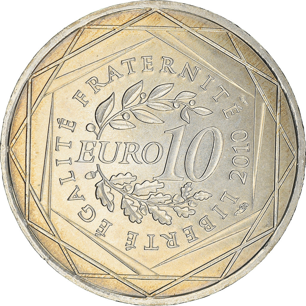 França, 10 Euro, Ile de France, 2010, Paris, MS(64), Prata, KM:1657