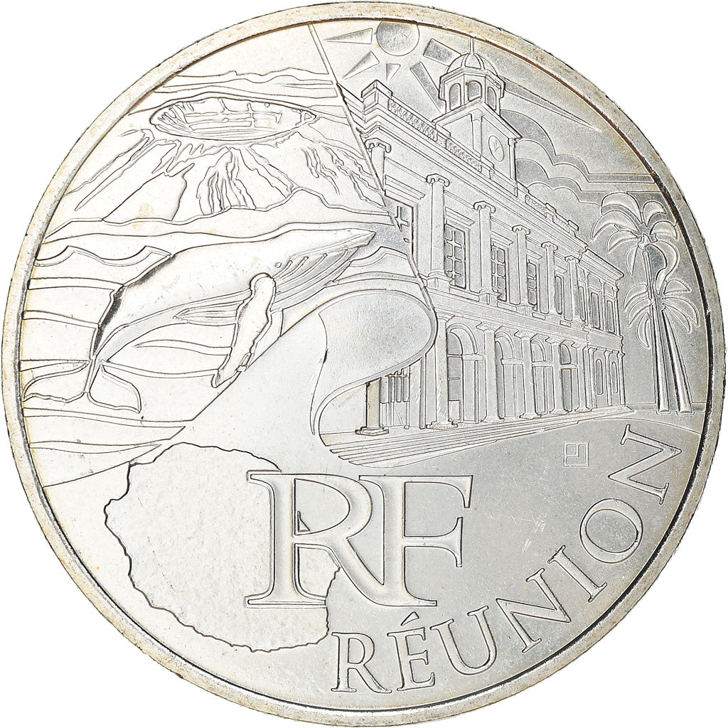 França, 10 Euro, Réunion, 2011, Paris, MS(64), Prata, KM:1750