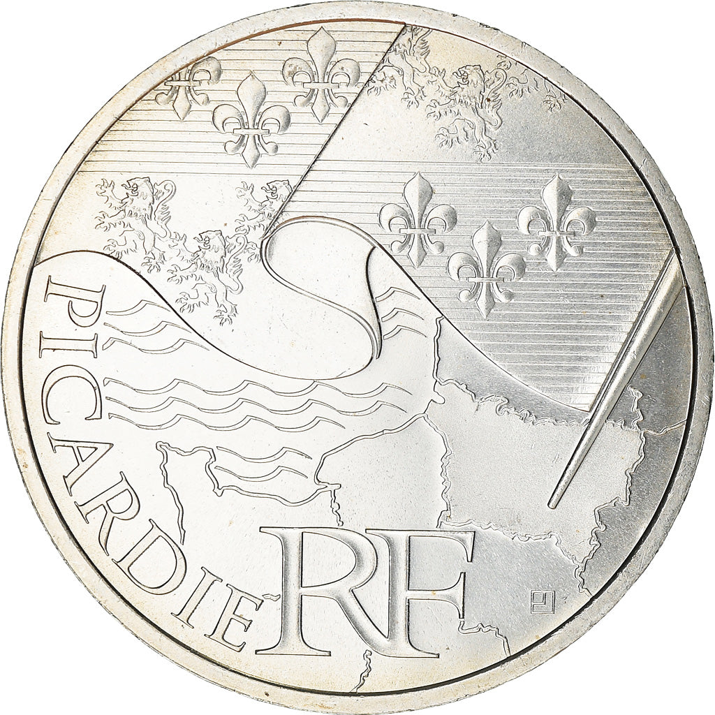 França, 10 Euro, Picardie, 2010, MS(65-70), Prata