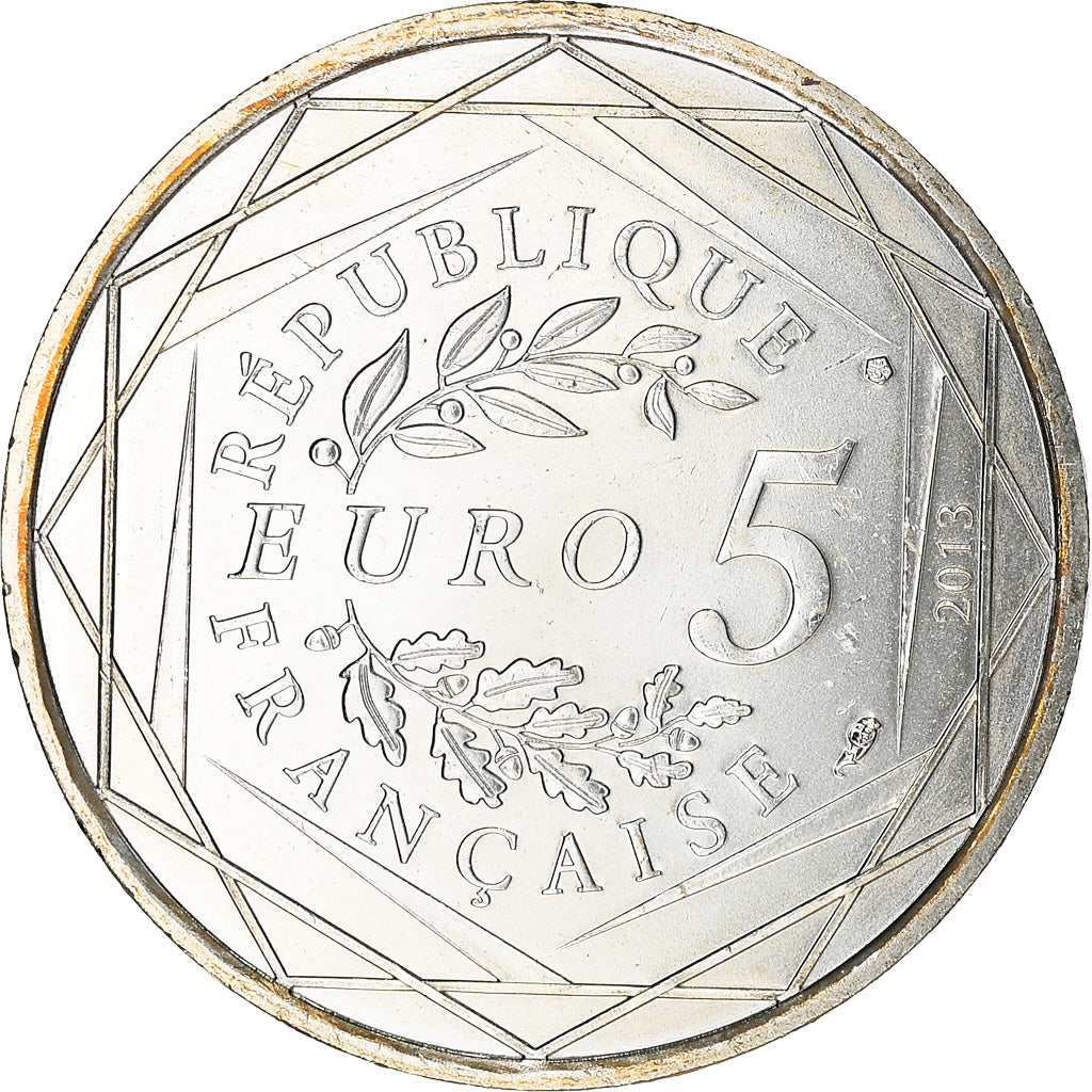 França, 5 Euro, Fraternité, 2013, MS(65-70), Prata, Gadoury:EU647