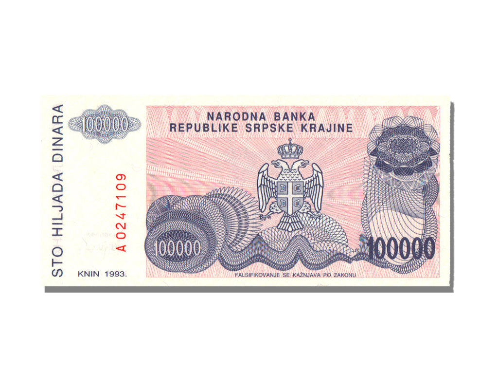 Banknote, Croatia, 100,000 Dinara, 1993, UNC(65-70)