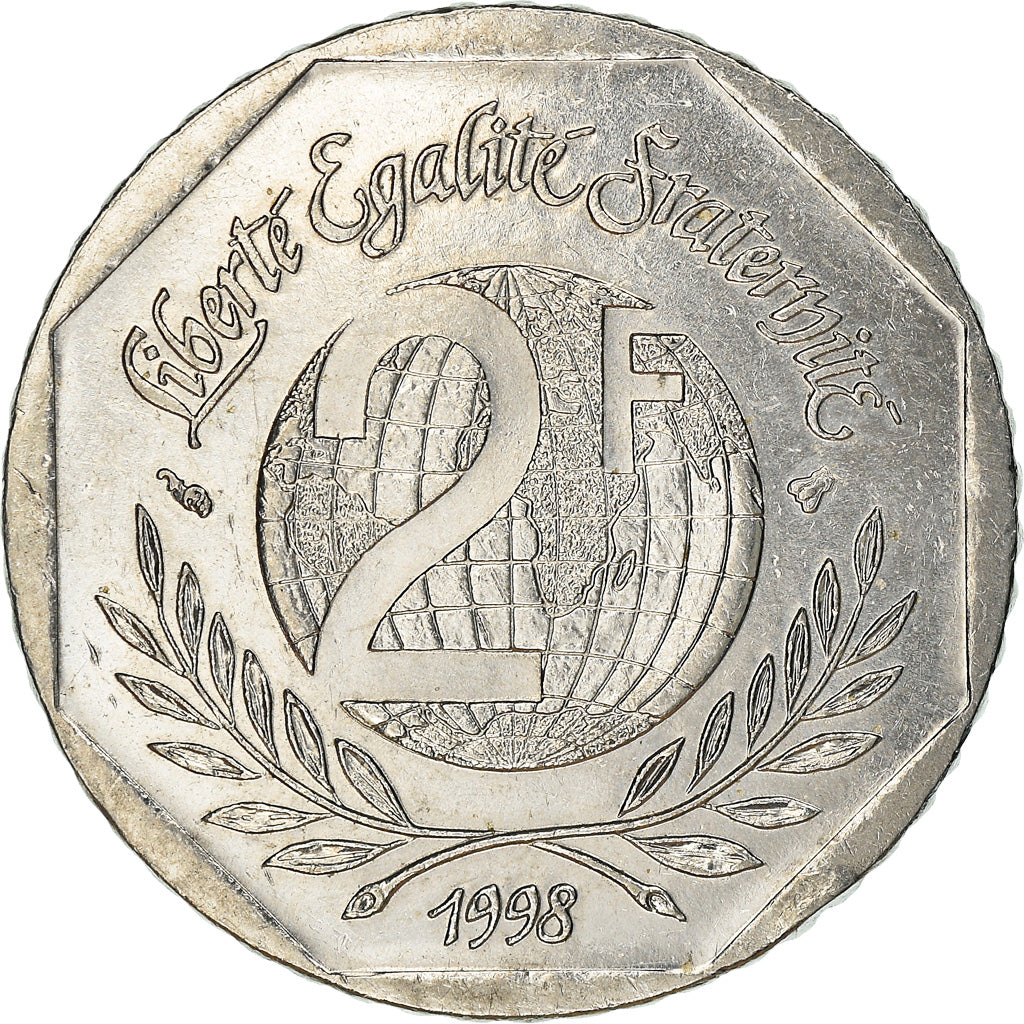 Moeda, França, René Cassin, 2 Francs, 1998, MS(60-62), Níquel, KM:1213